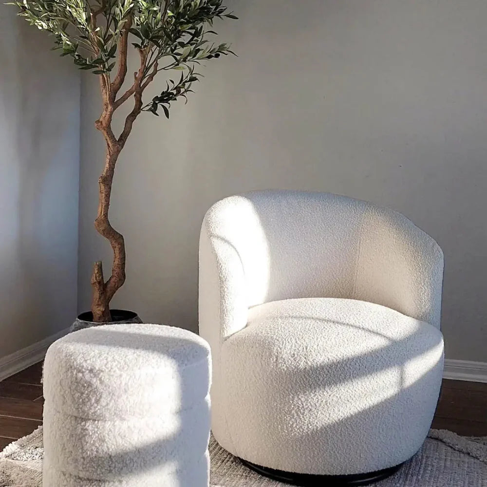 Årcla Boucle Swivel Barrel Chair