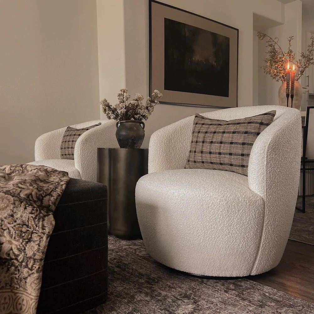 Årcla Boucle Swivel Barrel Chair