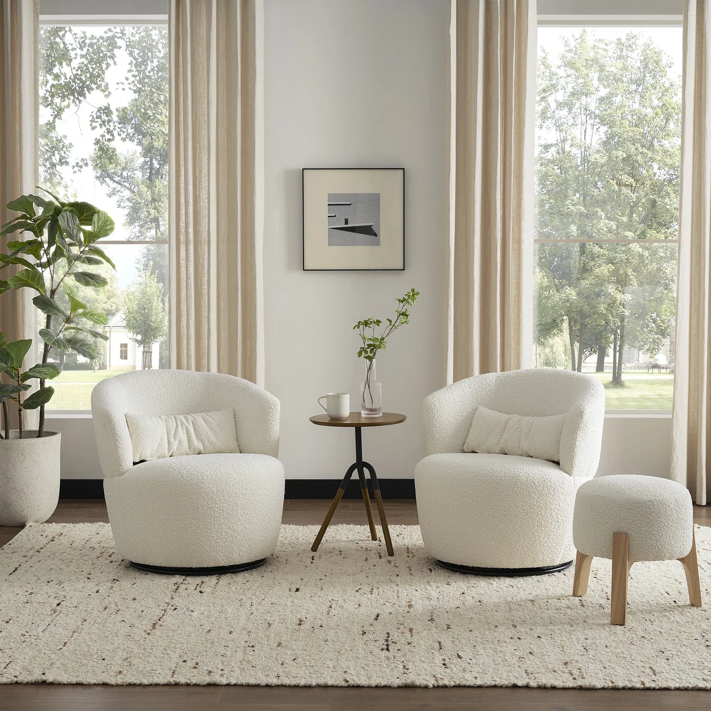 Årcla Boucle Swivel Barrel Chair