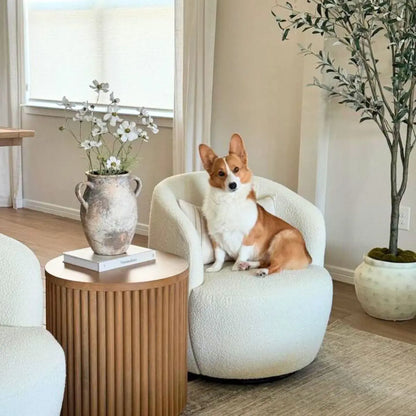 Årcla Boucle Swivel Barrel Chair